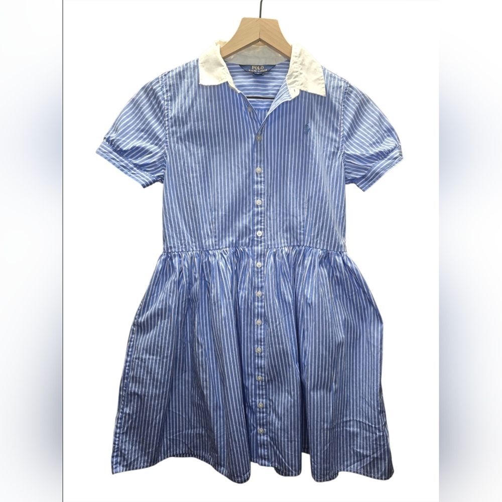 NWOT Girls Polo by Ralph Lauren Blue and White Striped Dress